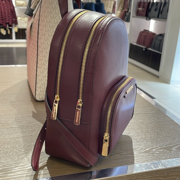 Michael Kors Jaycee Medium Pebbled Leather Backpack
 Oxblood/Golden NWT - Picture 3 of 16